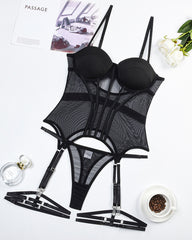 Mesh Breathable Sexy Underwire Gathered Sexy Lingerie Set