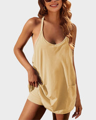 Vestido Mini Casual Sin Mangas Con Shorts Incorporados