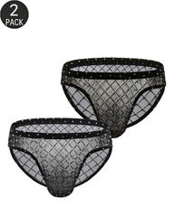 2-Pack Men's Sheer Mesh Diamond Pattern Briefs