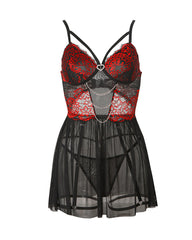 Sexy Lace Chain Garter Belt Nightgowns Set