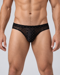 2-Pack Men's Sheer Mesh Diamond Pattern Briefs