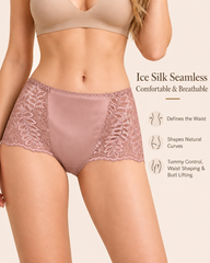 5-Pack Plus Size High Waist Ice Silk Lace Boyshorts