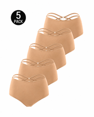 5-Pack High Waisted Criss Cross Back Seamless Briefs