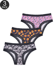 3-Pack Sexy Halloween Print Lace Panties