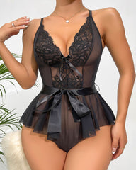 Bow-Tie Lace Backless See-Through Sexy Lingerie