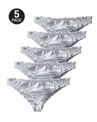 5-Pack Silky Satin-Look Ruffle Thongs