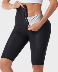 Pantalones de Sauna para Entrenamiento de Cintura Alta y Control de Abdomen de 5/8 de Largo