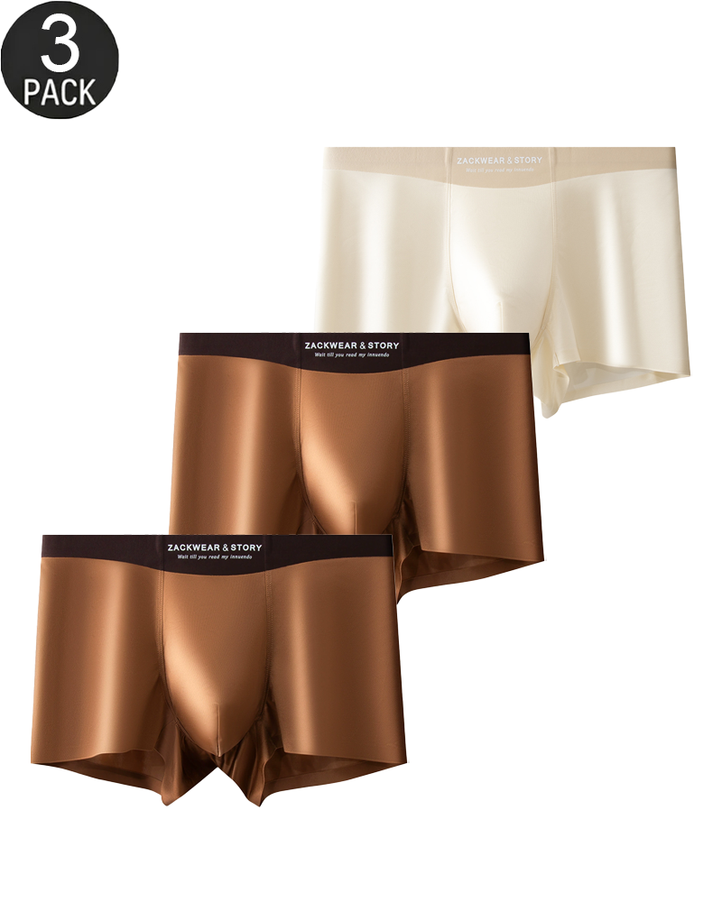 3-Pack Satin-Look Stretch Boxer Briefs with Contoured Pouch