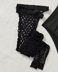 Halloween Cosplay Skull Print Bodysuit with Fishnet Stockings Hat Three-Piece Set