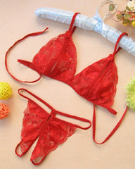 Sexy Open-Crotch Exposed Breasts Lace Lingerie Set