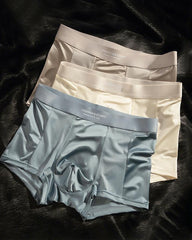3-Pack Men's Satin Cool-Feel Ice Silk Breathable Mesh Boxer Briefs