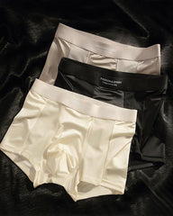 3-Pack Men's Satin Cool-Feel Ice Silk Breathable Mesh Boxer Briefs