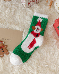 Christmas Coral Fleece Fun Print Mid-calf Warm Socks