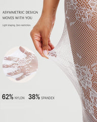 High Waist Control Tummy Floral Lace Shaping Pantyhose