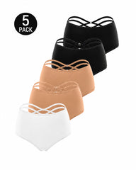 5-Pack High Waisted Criss Cross Back Seamless Briefs
