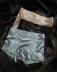 3-Pack Men's Satin Cool-Feel Ice Silk Breathable Mesh Boxer Briefs