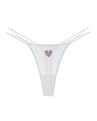 3-Pack Rhinestone Heart Sheer Mesh Thong Panties