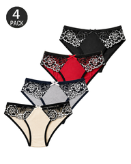 4/6-Pack Floral Lace Panties  Mixed Color Set