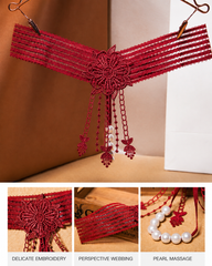 Sexy Tassel Open Crotch Pearl Massage Thong