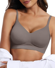 Women's V-neck Seamless Breathable Push-up Vest Bra  with Two Removable Shaping Pads