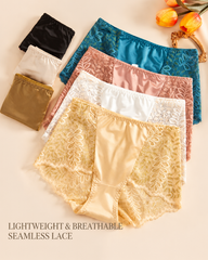 5-Pack Plus Size High Waist Ice Silk Lace Boyshorts