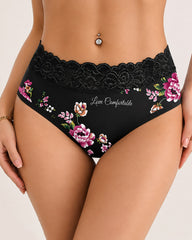 4-Pack Mid Waist Floral Print Lace Seamless Panties