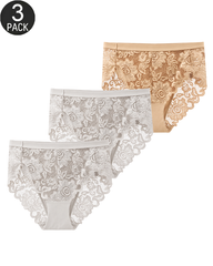 3-Pack Breathable Sexy Floral Lace Panties