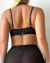 Sheer Mesh Maxi Skirt & Lace Chain Bralette Lingerie Set