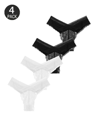 4-Pack Floral Lace Crossover Thong Panties