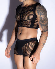Men's Sexy Tight-Fitting Hollowed-Out Mesh See-Through Fishnet Lingerie