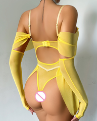 Princess-Inspired Corset Bodysuit with Gloves