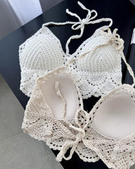 Beach Vacation Knitted Halter Neck Backless Vest