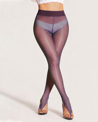 2 Pack High Waist Control Silky Shiny Transparent Toeless Pantyhose