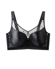 Satin Mesh See-through Patchwork Underwire Plus Size Push-up Bra
