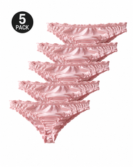 5-Pack Silky Satin-Look Ruffle Thongs