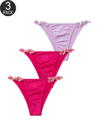 3-Pack Floral Appliqué Panties Mixed Colors