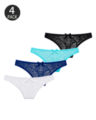 4/6-Pack Lace High-Waisted Thong Panties Multi-Color Set