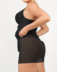 Sleeveless Deep V-Neck Lace Built-in Shapewear Set Maxi Dress