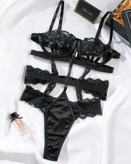 Lace Embroidery Hollow Splicing Ribbon Perspective Sexy Lingerie