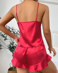 Ice Silk Camisole Shorts Robe Three-piece Loungewear Set