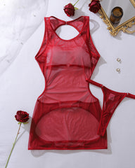 Sexy See-through Mesh Backless Bodycon Nightgown