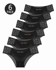6-Pack Seamless Ice Silk Floral Lace Trim Panties