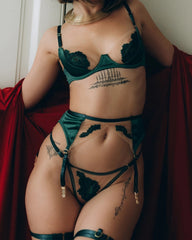 Sexy Mesh See-Through Flower Embroidery Push-Up Bra Sexy Lingerie Set