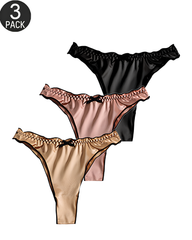 3-Pack Mixed-Color Satin Thong Panties
