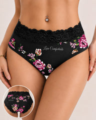 4-Pack Mid Waist Floral Print Lace Seamless Panties