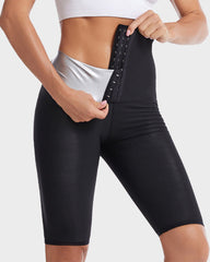 Pantalones de Sauna para Entrenamiento de Cintura Alta y Control de Abdomen de 5/8 de Largo
