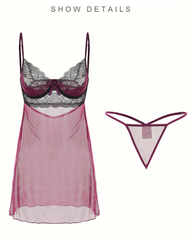 Sexy Sheer Lace Strappy Lingerie Nightdress Set