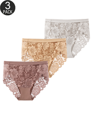 3-Pack Breathable Sexy Floral Lace Panties