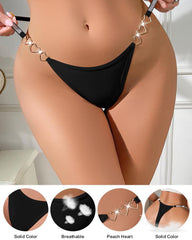 Metal Heart Embellishment Comfortable Low-rise Thong