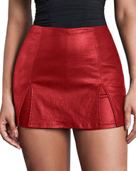 High-waisted PU Leather Tight-fitting Skirt Shorts